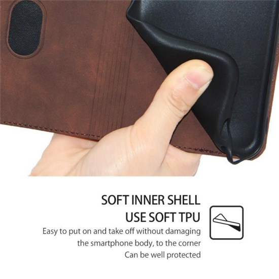 For Samsung Galaxy S24+ 5G Skin Feel Magnetic Leather Phone Case(Dark Brown)