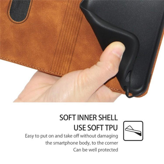 For Samsung Galaxy S24+ 5G Skin Feel Magnetic Leather Phone Case(Light Brown)