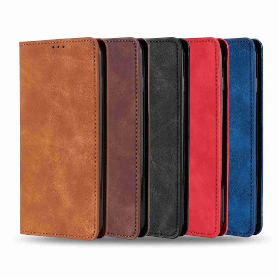 For Samsung Galaxy S24+ 5G Skin Feel Magnetic Leather Phone Case(Light Brown)
