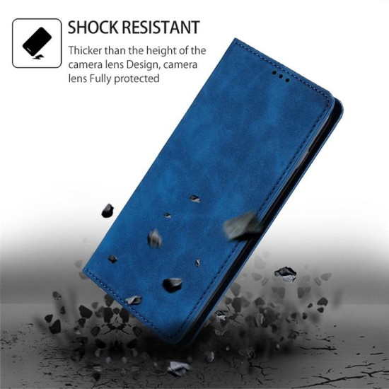 For Samsung Galaxy S24+ 5G Skin Feel Magnetic Leather Phone Case(Blue)