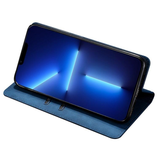 For Samsung Galaxy S24+ 5G Skin Feel Magnetic Leather Phone Case(Blue)