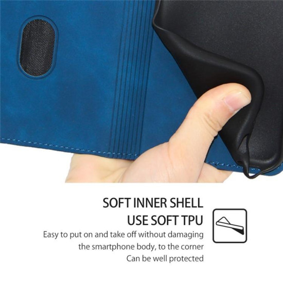 For Samsung Galaxy S24+ 5G Skin Feel Magnetic Leather Phone Case(Blue)