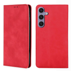 For Samsung Galaxy S24+ 5G Skin Feel Magnetic Leather Phone Case(Red)