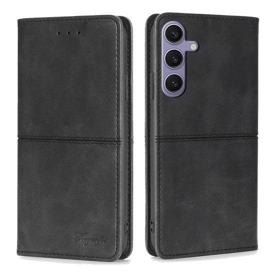 For Samsung Galaxy S24+ 5G Cow Texture Magnetic Leather Phone Case(Black)