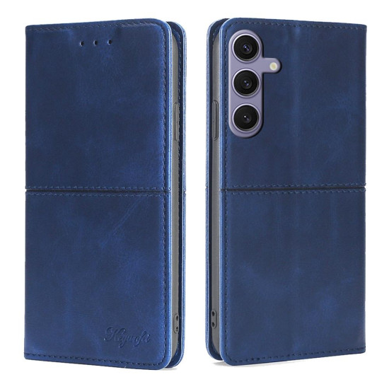 For Samsung Galaxy S24+ 5G Cow Texture Magnetic Leather Phone Case(Blue)