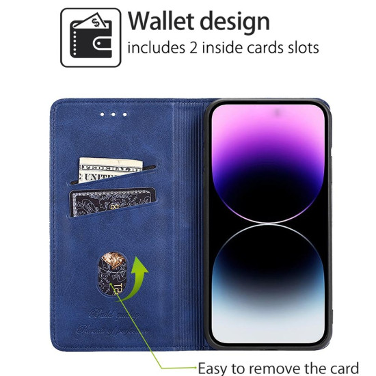 For Samsung Galaxy S24+ 5G Cow Texture Magnetic Leather Phone Case(Blue)