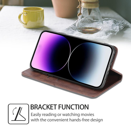 For Samsung Galaxy S24+ 5G Cow Texture Magnetic Leather Phone Case(Dark Brown)