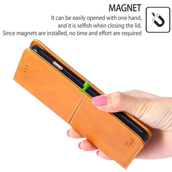 For Samsung Galaxy S24+ 5G Cow Texture Magnetic Leather Phone Case(Light Brown)
