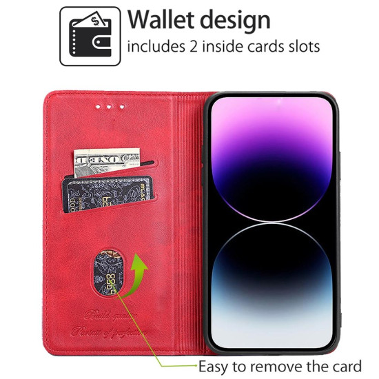 For Samsung Galaxy S24+ 5G Cow Texture Magnetic Leather Phone Case(Red)