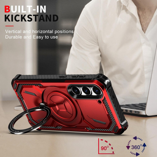 For Samsung Galaxy S24+ 5G Armor Series Holder Phone Case(Red)