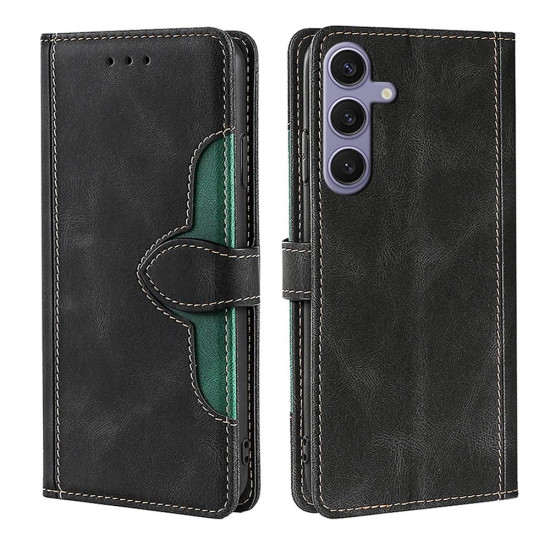 For Samsung Galaxy S24+ 5G Skin Feel Magnetic Buckle Leather Phone Case(Black)