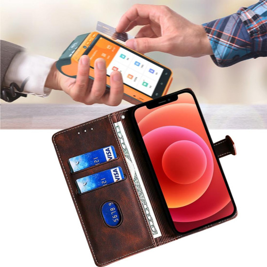 For Samsung Galaxy S24+ 5G Skin Feel Magnetic Buckle Leather Phone Case(Brown)