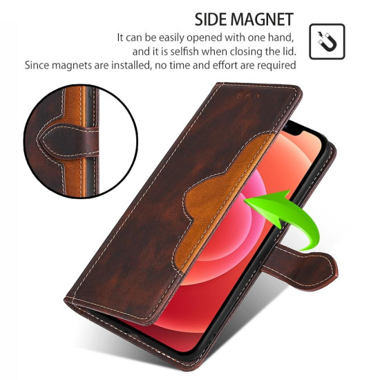 For Samsung Galaxy S24+ 5G Skin Feel Magnetic Buckle Leather Phone Case(Brown)