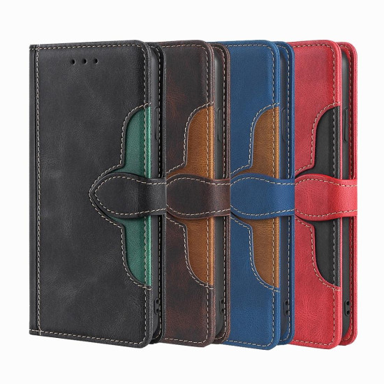 For Samsung Galaxy S24+ 5G Skin Feel Magnetic Buckle Leather Phone Case(Brown)