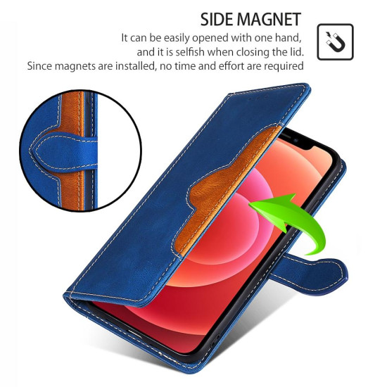 For Samsung Galaxy S24+ 5G Skin Feel Magnetic Buckle Leather Phone Case(Blue)