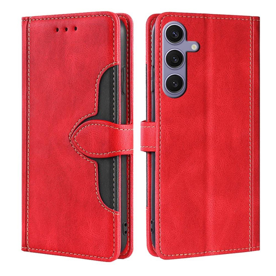 For Samsung Galaxy S24+ 5G Skin Feel Magnetic Buckle Leather Phone Case(Red)