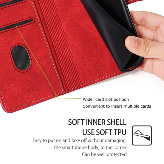 For Samsung Galaxy S24+ 5G Skin Feel Magnetic Buckle Leather Phone Case(Red)