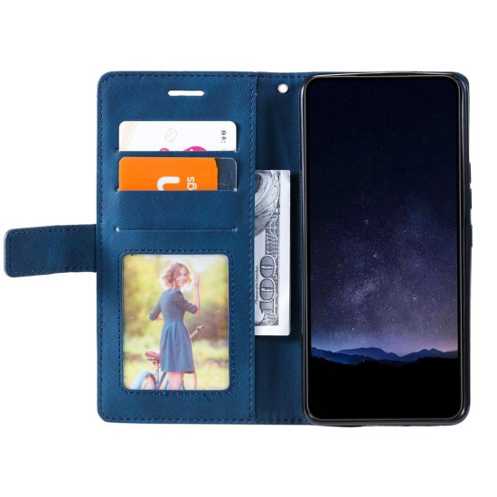 For Samsung Galaxy S24+ 5G Skin Feel Splicing Leather Phone Case(Blue)