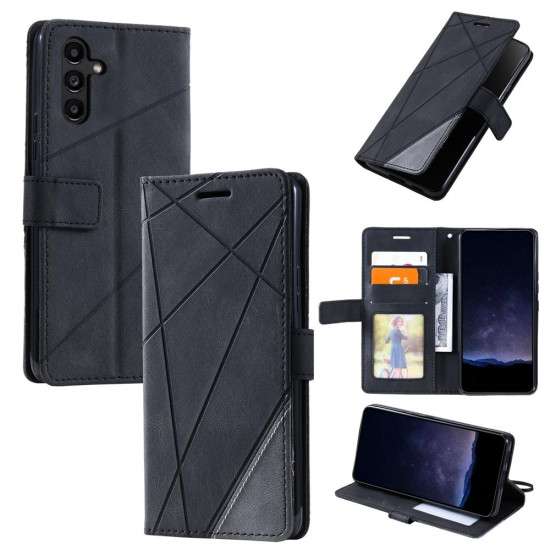 For Samsung Galaxy S24+ 5G Skin Feel Splicing Leather Phone Case(Black)