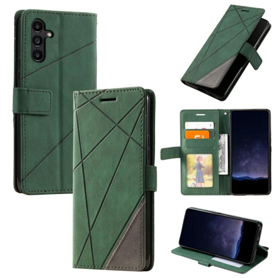 For Samsung Galaxy S24+ 5G Skin Feel Splicing Leather Phone Case(Green)