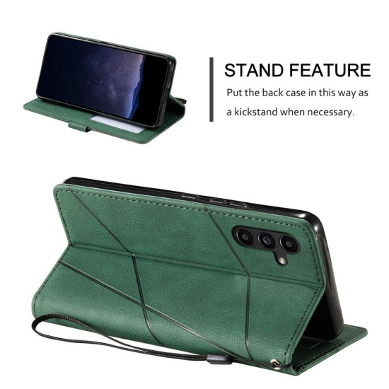 For Samsung Galaxy S24+ 5G Skin Feel Splicing Leather Phone Case(Green)