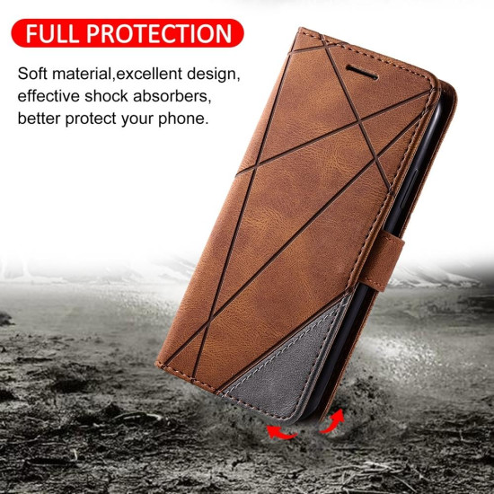 For Samsung Galaxy S24+ 5G Skin Feel Splicing Leather Phone Case(Brown)