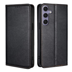 For Samsung Galaxy S24+ 5G Gloss Oil Solid Color Magnetic Leather Phone Case(Black)