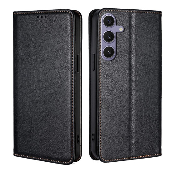 For Samsung Galaxy S24+ 5G Gloss Oil Solid Color Magnetic Leather Phone Case(Black)