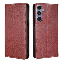 For Samsung Galaxy S24+ 5G Gloss Oil Solid Color Magnetic Leather Phone Case(Brown)
