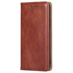 For Samsung Galaxy S24+ 5G Gloss Oil Solid Color Magnetic Leather Phone Case(Brown)