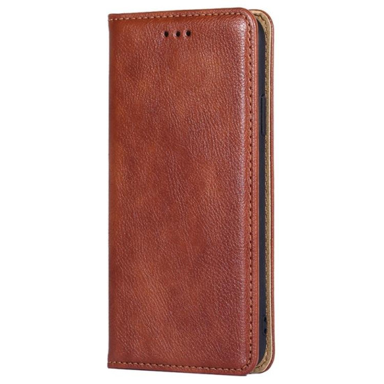 For Samsung Galaxy S24+ 5G Gloss Oil Solid Color Magnetic Leather Phone Case(Brown)