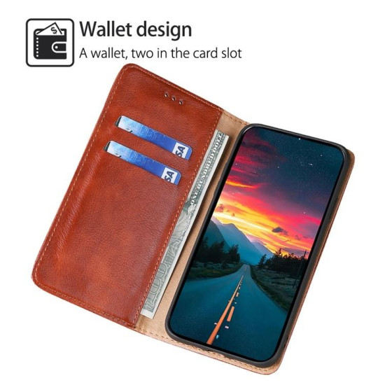 For Samsung Galaxy S24+ 5G Gloss Oil Solid Color Magnetic Leather Phone Case(Brown)