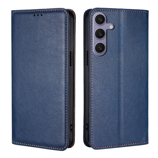 For Samsung Galaxy S24+ 5G Gloss Oil Solid Color Magnetic Leather Phone Case(Blue)