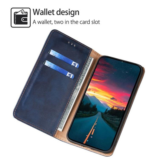 For Samsung Galaxy S24+ 5G Gloss Oil Solid Color Magnetic Leather Phone Case(Blue)
