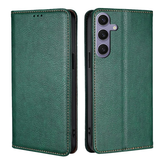 For Samsung Galaxy S24+ 5G Gloss Oil Solid Color Magnetic Leather Phone Case(Green)