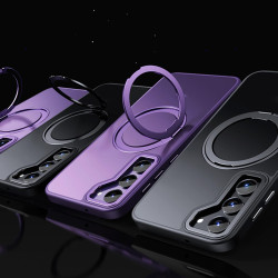 For Samsung Galaxy S23 5G 360 Rotating MagSafe Magnetic Skin Feel Phone Case(Silver)