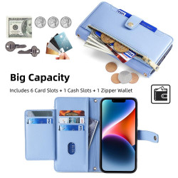 For Samsung Galaxy S24+ 5G Sheep Texture Cross-body Zipper Wallet Leather Phone Case(Blue)