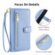 For Samsung Galaxy S24+ 5G Sheep Texture Cross-body Zipper Wallet Leather Phone Case(Blue)