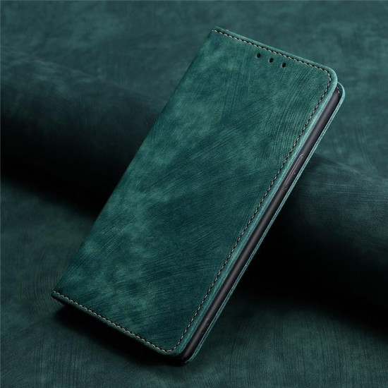 For Samsung Galaxy S24+ 5G RFID Anti-theft Brush Magnetic Leather Phone Case(Green)