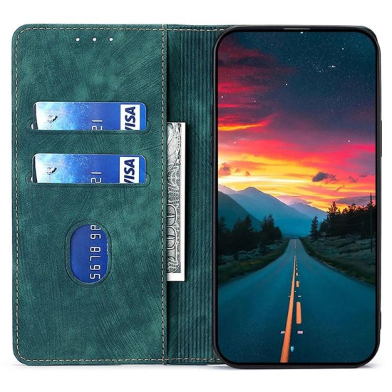 For Samsung Galaxy S24+ 5G RFID Anti-theft Brush Magnetic Leather Phone Case(Green)