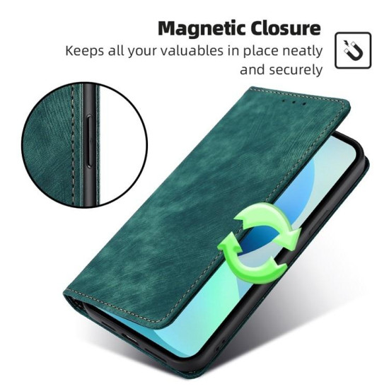 For Samsung Galaxy S24+ 5G RFID Anti-theft Brush Magnetic Leather Phone Case(Green)