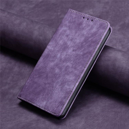 For Samsung Galaxy S24+ 5G RFID Anti-theft Brush Magnetic Leather Phone Case(Purple)