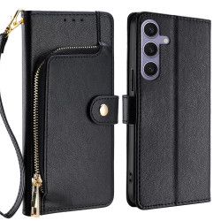 For Samsung Galaxy S24+ 5G Zipper Bag Leather Phone Case(Black)
