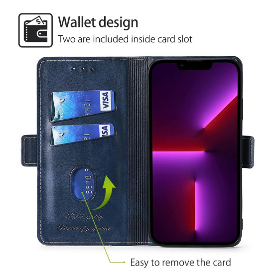 For Samsung Galaxy S24+ 5G Contrast Color Side Buckle Leather Phone Case(Blue + Grey)