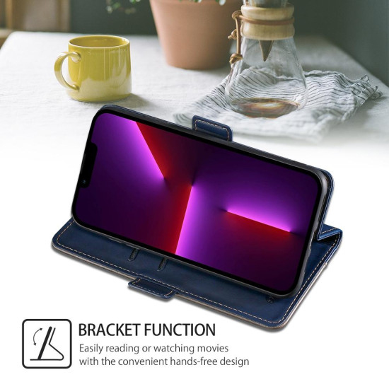 For Samsung Galaxy S24+ 5G Contrast Color Side Buckle Leather Phone Case(Blue + Grey)