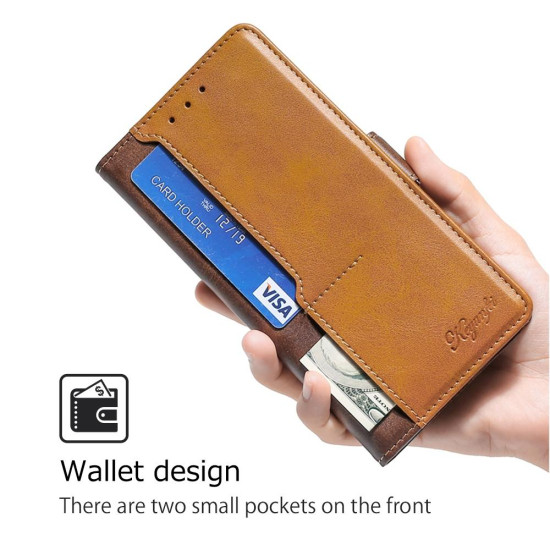 For Samsung Galaxy S24+ 5G Contrast Color Side Buckle Leather Phone Case(Dark Brown + Gold)