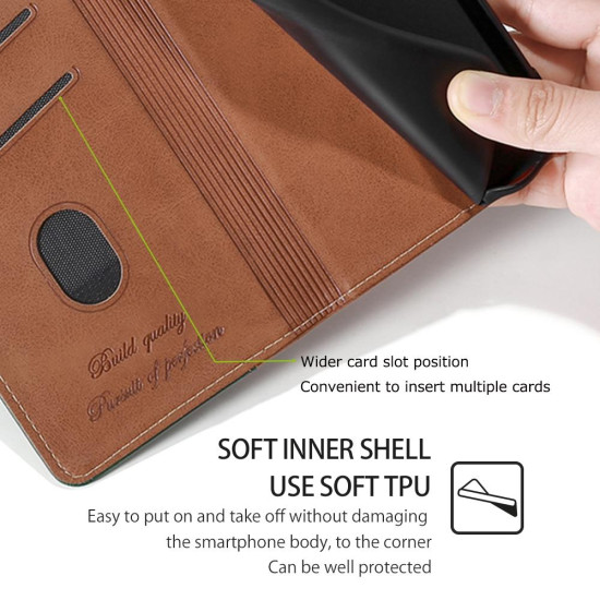 For Samsung Galaxy S24+ 5G Contrast Color Side Buckle Leather Phone Case(Light Brown + Green)