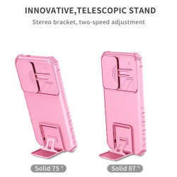 For Samsung Galaxy S24+ 5G Stereoscopic Holder Sliding Camshield Phone Case(Pink)