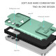 For Samsung Galaxy S24+ 5G Stereoscopic Holder Sliding Camshield Phone Case(Light Green)