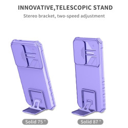 For Samsung Galaxy S24+ 5G Stereoscopic Holder Sliding Camshield Phone Case(Purple)